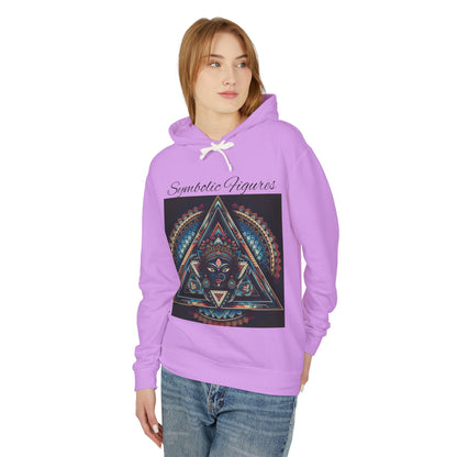 Vibrant Artistic Hoodie, Symbolic Figures Design, Lightweight Sweatshirt for Casual Wear, Unique Gift for Art Lovers, Cozy Unisex Clothing