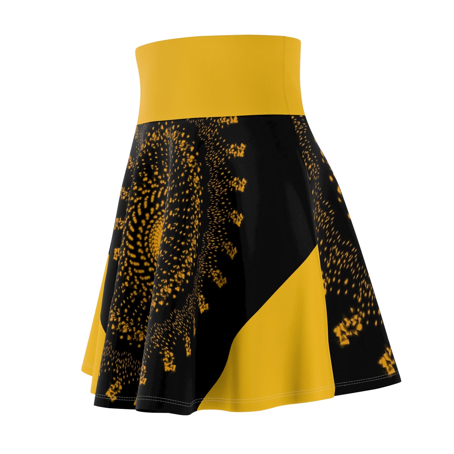 Yellow Reversible Symbolic Figures Women’s Skater Skirt, Vibrant Artistic Skirt, Unique Dance Skirt, Festival Wear, Trendy Street Style