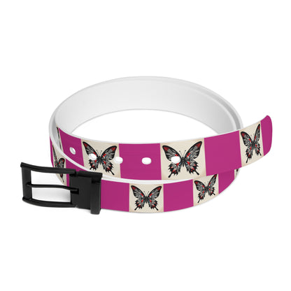 Butterfly Print Belt, Stylish Fashion Accessory, Vegan Leather Adjustable Belt for Women, Unique Gift for Her, Boho Chic Style