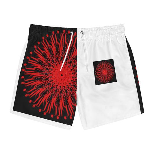 Vibrant Patterned Swim Trunks, Men's Beachwear, Summer Essentials, Pool Party Attire, Trendy Swimwear, Vacation Gear