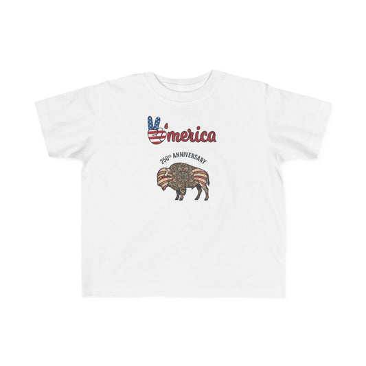 'Merica Bison Toddler Tee — Patriotic 4th of July Baby Shirt