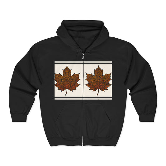 Autumn Leaf Zip Hoodie, Cozy Fall Sweatshirt, Unisex Fall Fashion, Halloween Outfit, Thanksgiving Gift