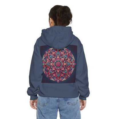Garment-Dyed Mandala Hoodie - Cozy Floral Art Sweatshirt
