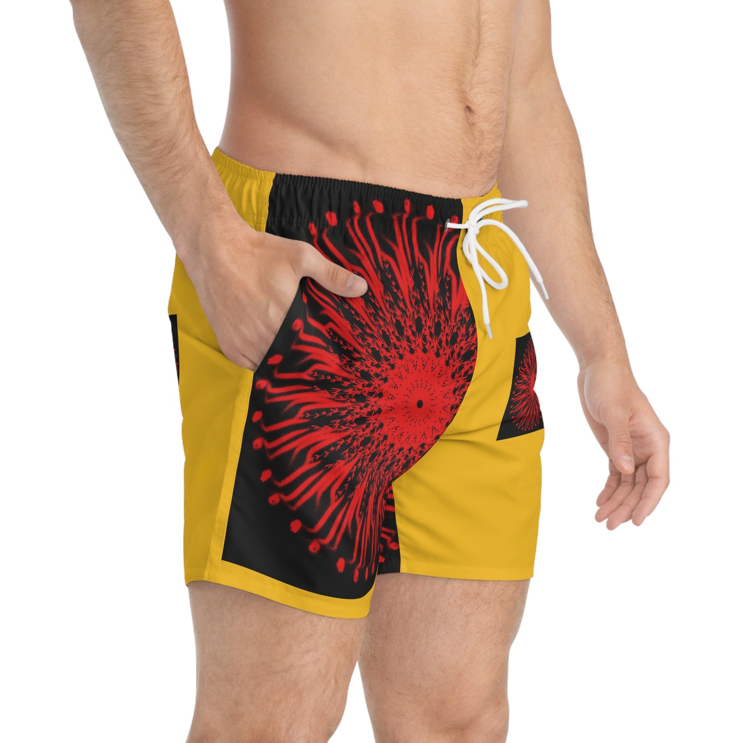 Vibrant Patterned Swim Trunks, Men's Beachwear, Summer Essentials, Pool Party Attire, Trendy Swimwear, Vacation Gear