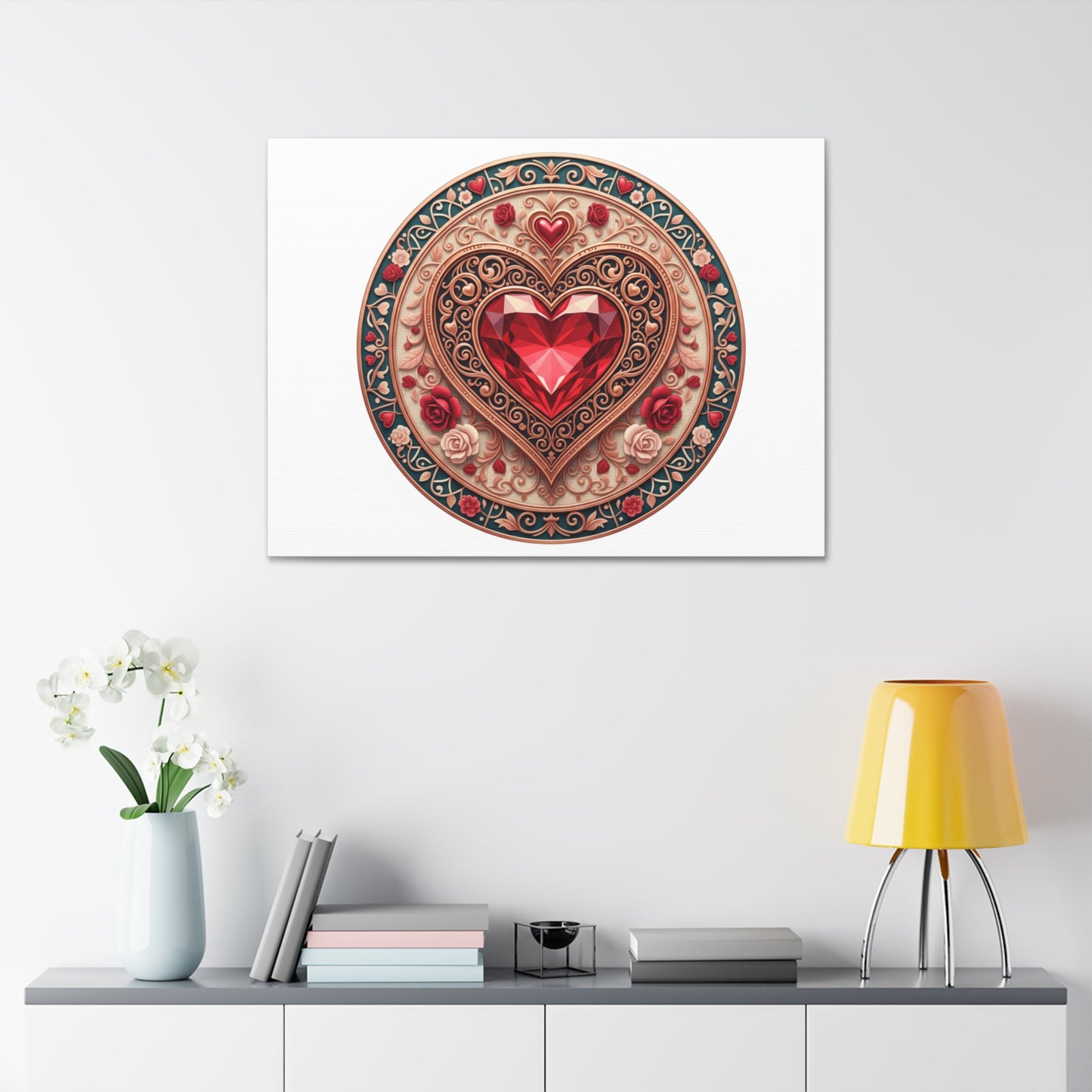 Heart Gem Mandala Canvas Print