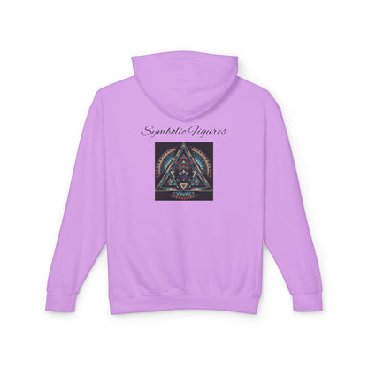 Vibrant Artistic Hoodie, Symbolic Figures Design, Lightweight Sweatshirt for Casual Wear, Unique Gift for Art Lovers, Cozy Unisex Clothing
