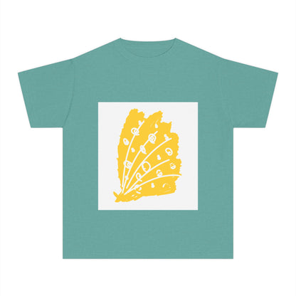 Sunny Leaf Youth Tee, Casual Summer T-Shirt, Nature Inspired Youth Shirt, Gifts for Kids, Eco-Friendly Apparel