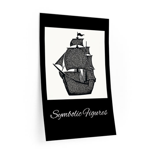 Sailboat Mandala Wall Decal – ‘Symbolic Figures’ Nautical Decor Sticker
