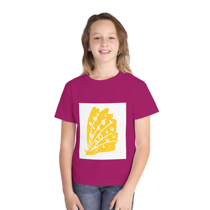 Sunny Leaf Youth Tee, Casual Summer T-Shirt, Nature Inspired Youth Shirt, Gifts for Kids, Eco-Friendly Apparel