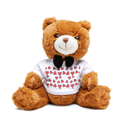 Plush Teddy Bear with Heart Tee — Cute Valentine Stuffed Animal Gift