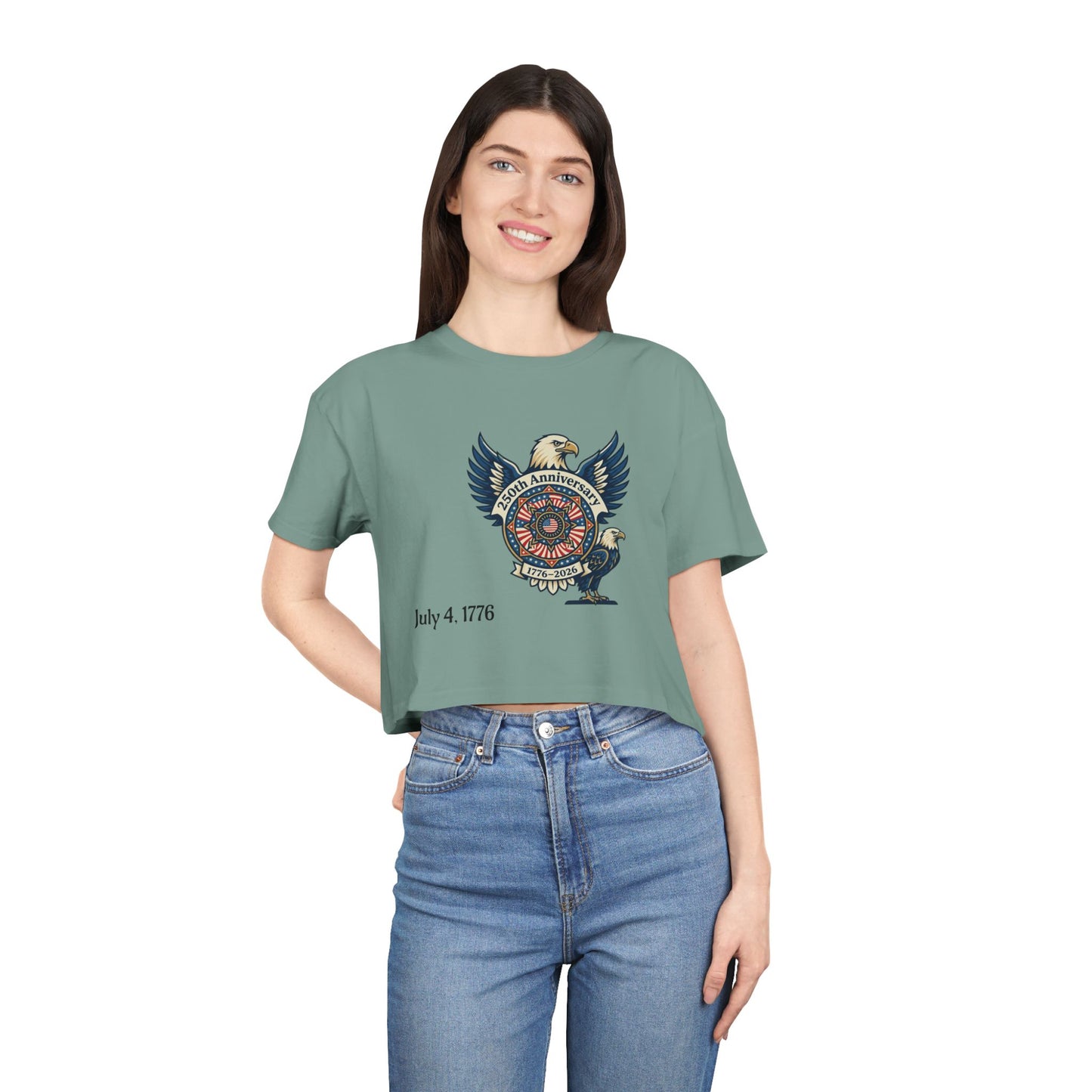 Patriotic Eagle Crop Tee – July 4, 1776 Independence Day Graphic