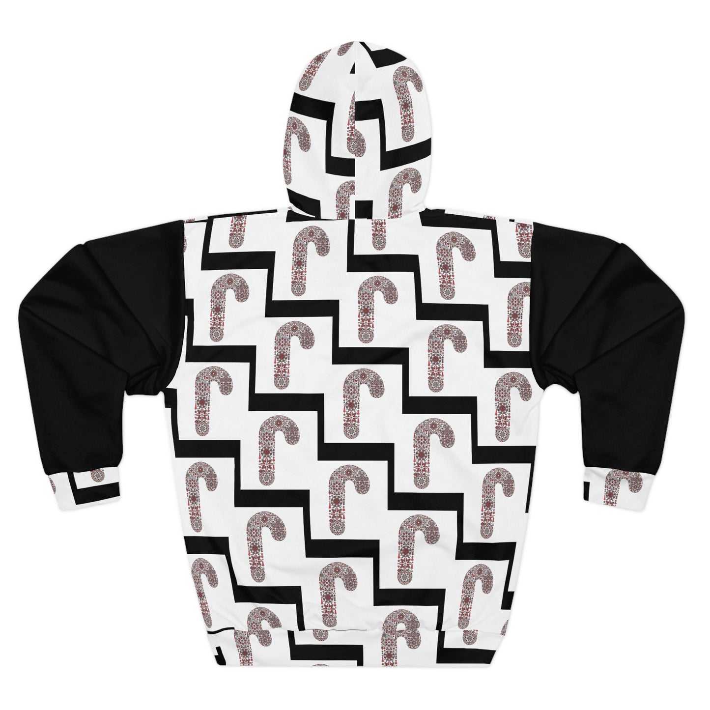 Candy Cane Pattern Unisex Pullover Hoodie, Christmas Gift, Holiday Apparel, Cozy Sweater, Festive Wear, Seasonal Style