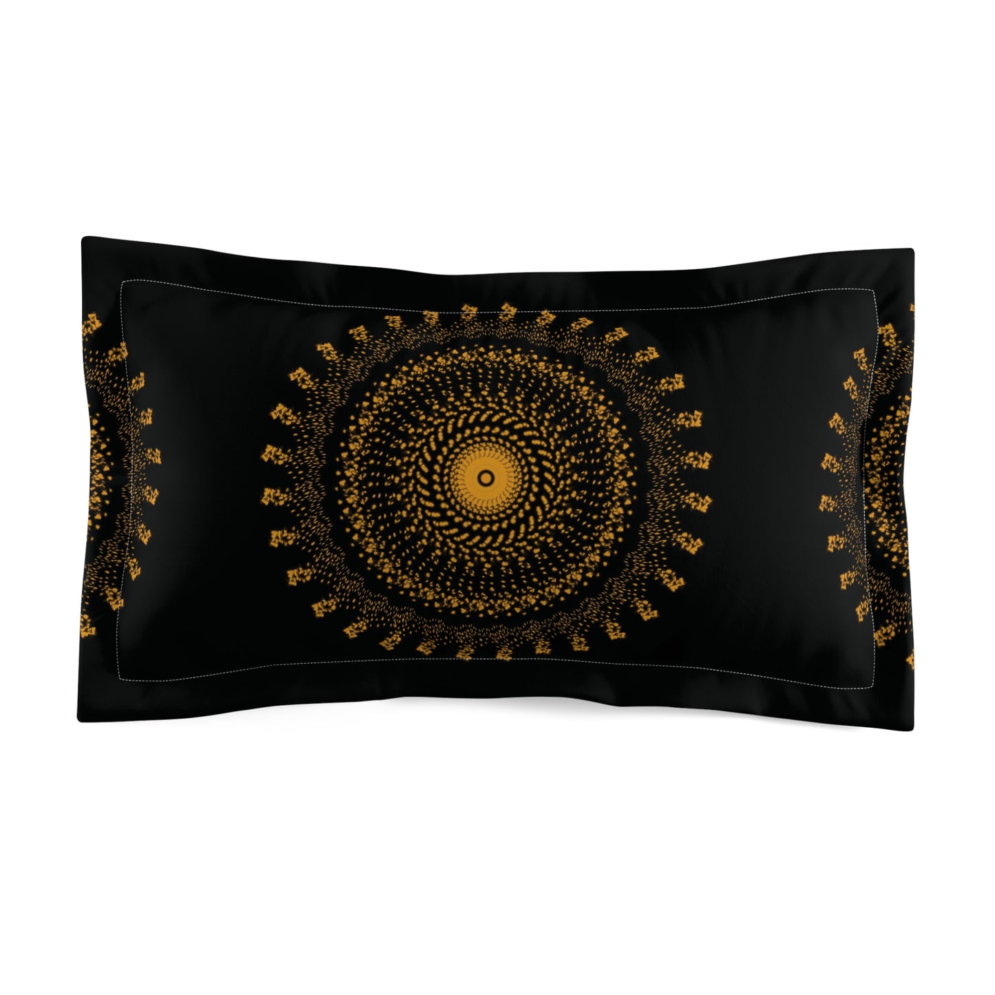 Bohemian Microfiber Pillow Sham - Black & Gold Mandala Design