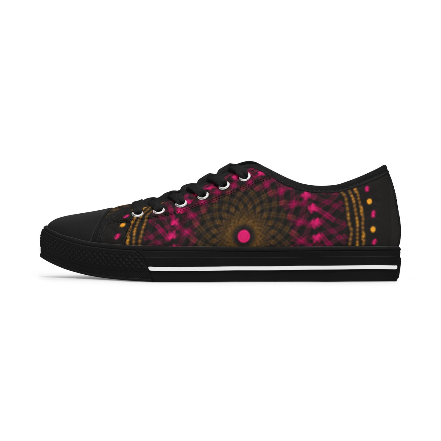 Women's Low Top Sneakers with Vibrant Mandala Design, Unique Casual Footwear, Colorful Everyday Shoes, Festival Sneakers, Trendy Art Shoes