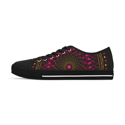 Women's Low Top Sneakers with Vibrant Mandala Design, Unique Casual Footwear, Colorful Everyday Shoes, Festival Sneakers, Trendy Art Shoes