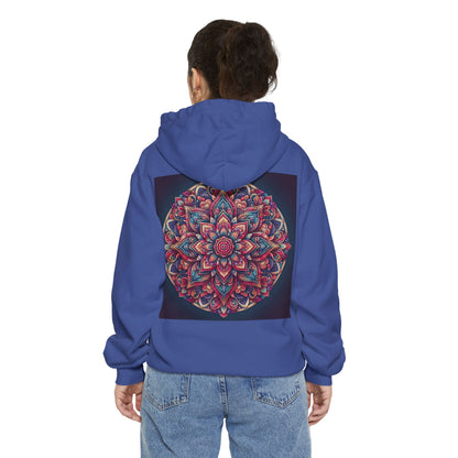 Garment-Dyed Mandala Hoodie - Cozy Floral Art Sweatshirt