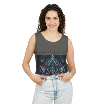 Symbolic Figures Unisex Garment-Dyed Tank Top, Boho Style Tee, Festival Wear, Yoga Shirt, Spiritual Gift