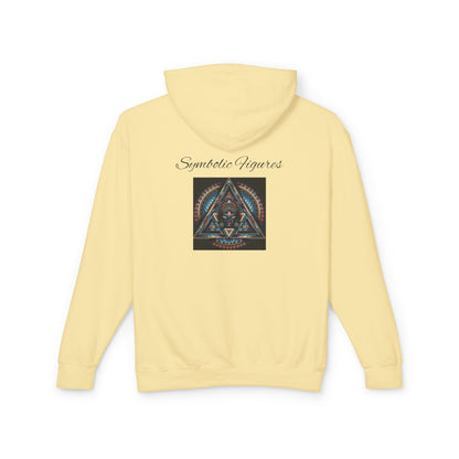Vibrant Artistic Hoodie, Symbolic Figures Design, Lightweight Sweatshirt for Casual Wear, Unique Gift for Art Lovers, Cozy Unisex Clothing