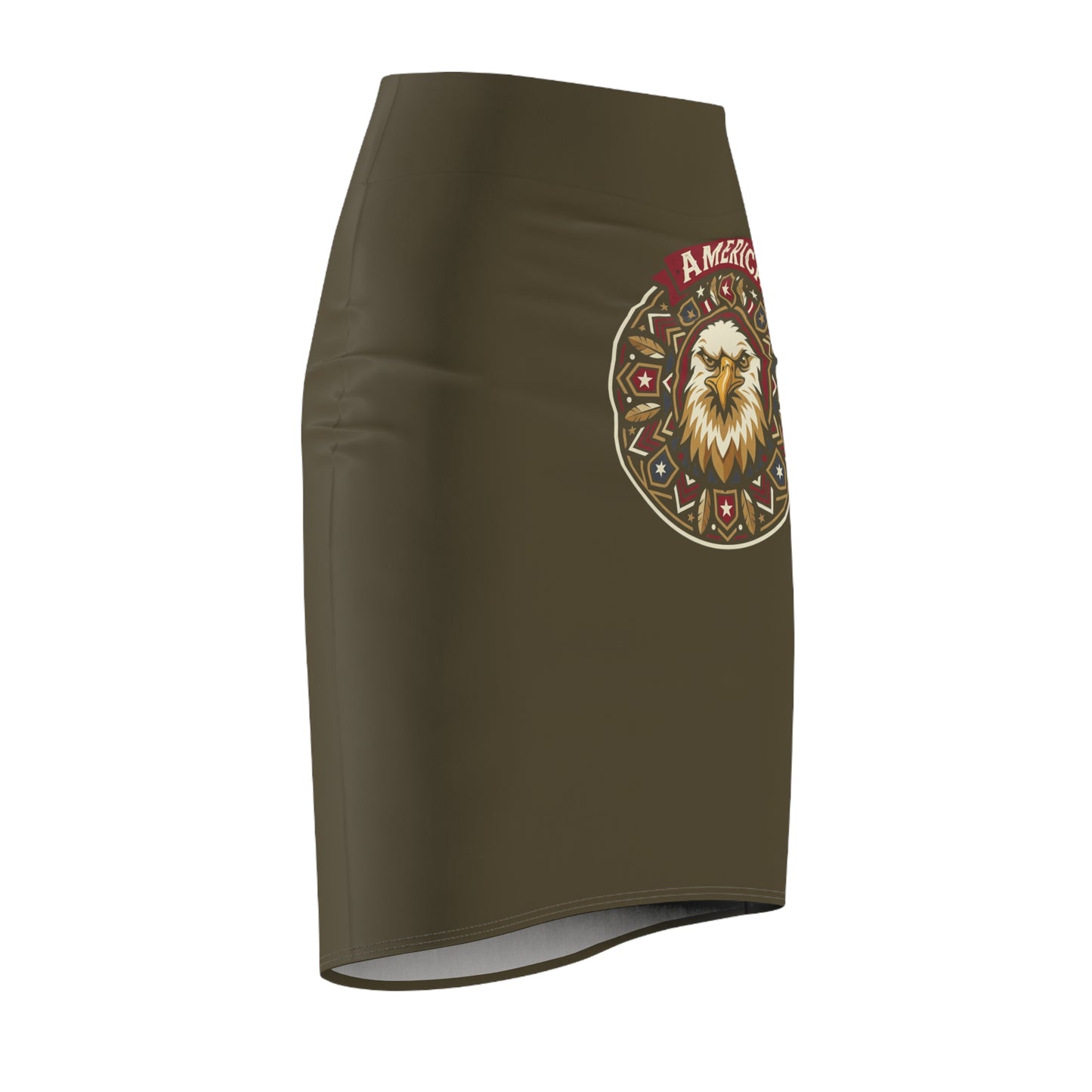Patriotic Eagle Pencil Skirt — 'America' Graphic High-Waist Pencil Skirt