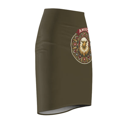 Patriotic Eagle Pencil Skirt — 'America' Graphic High-Waist Pencil Skirt