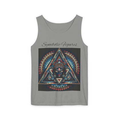 Symbolic Figures Unisex Tank Top - Bohemian Style Shirt, Sun & Moon Graphic Tee, Festival Wear, Meditation Apparel
