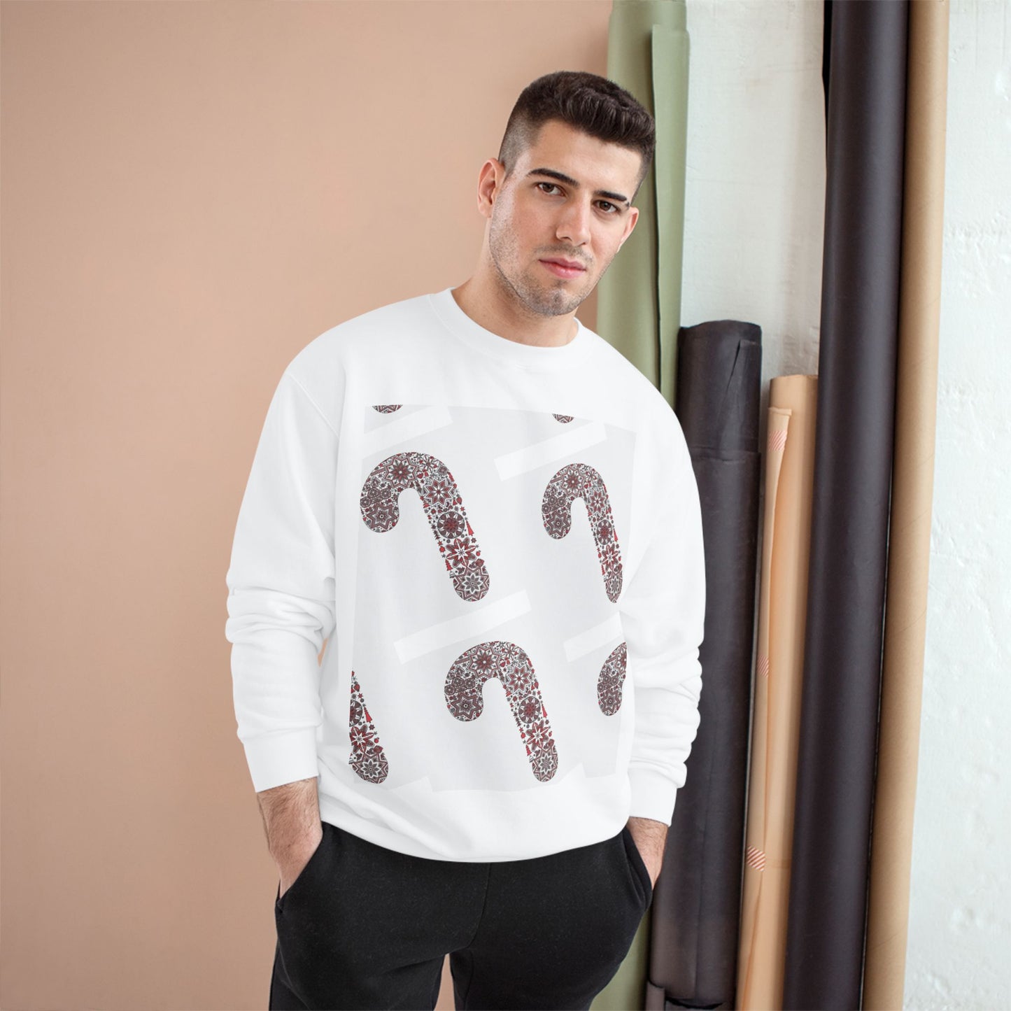 Candy Cane Champion Sweatshirt | Cozy Holiday Apparel, Christmas Sweater, Gift for Her, Winter Fashion, Festive Outfit