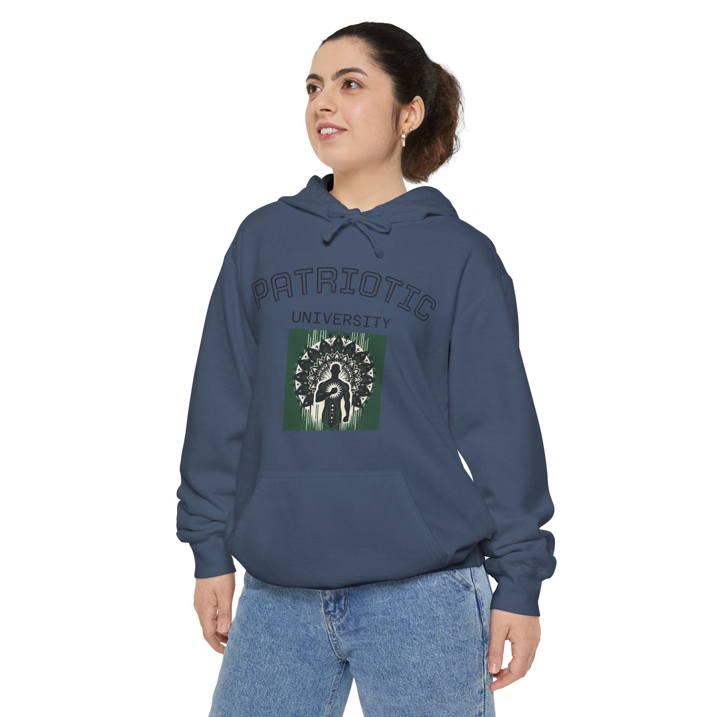 Patriotic Garment-Dyed Hoodie, Casual Sweatshirt, College Spirit Wear, Unisex Apparel, Comfortable Layering, Gift for Students
