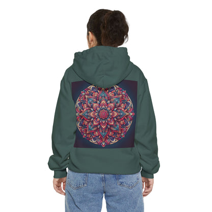 Garment-Dyed Mandala Hoodie - Cozy Floral Art Sweatshirt
