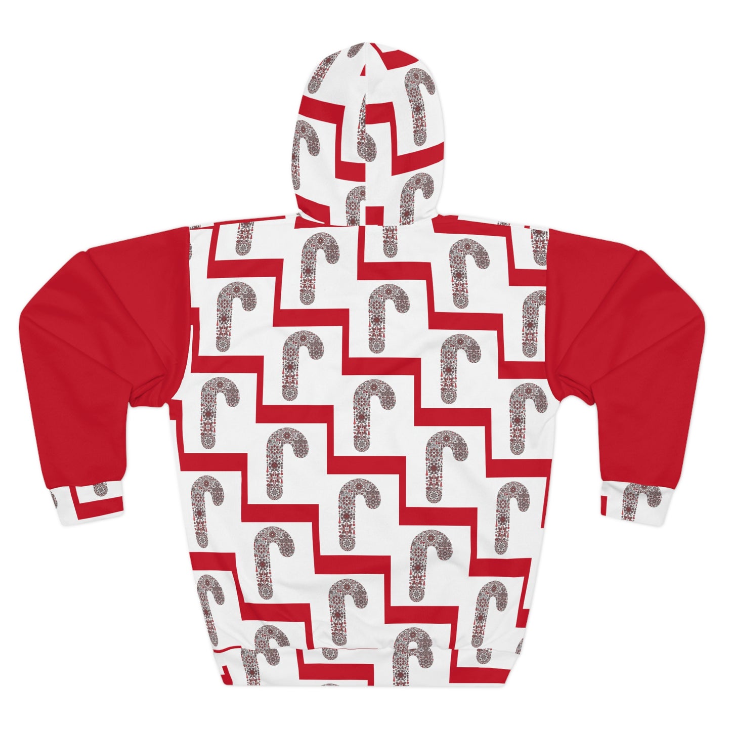 Candy Cane Pattern Unisex Pullover Hoodie, Christmas Gift, Holiday Apparel, Cozy Sweater, Festive Wear, Seasonal Style