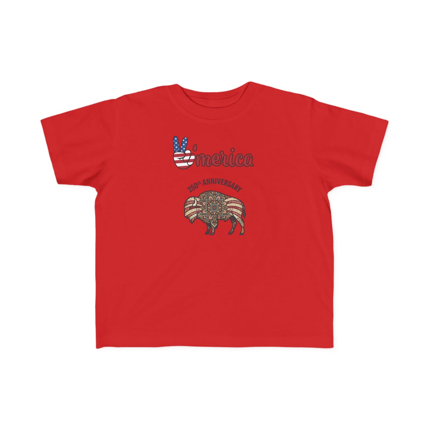 'Merica Bison Toddler Tee — Patriotic 4th of July Baby Shirt