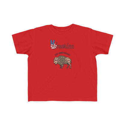 'Merica Bison Toddler Tee — Patriotic 4th of July Baby Shirt