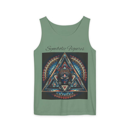 Symbolic Figures Unisex Tank Top - Bohemian Style Shirt, Sun & Moon Graphic Tee, Festival Wear, Meditation Apparel