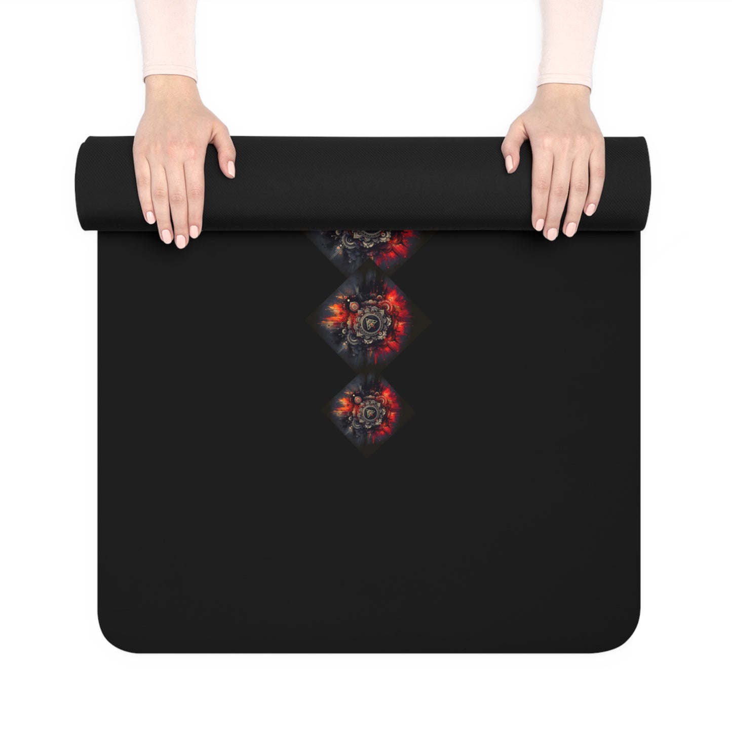 Vibrant Rubber Yoga Mat with Mandala Design, Perfect for Home Workouts, Fitness Gifts, Mindfulness, Yoga Studios, Meditation