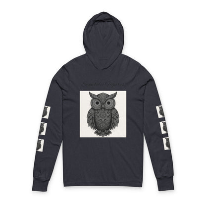 Owl Graphic Unisex Hoodie, Cozy Long Sleeve Tee for Nature Lovers, Unique Gift for Owl Lovers, Ideal for Fall, Halloween, and Everyday Wear