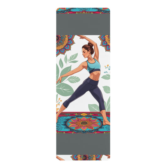 Vibrant Rubber Yoga Mat with Mandala Design, Perfect for Home Workouts, Fitness Gifts, Mindfulness, Yoga Studios, Meditation