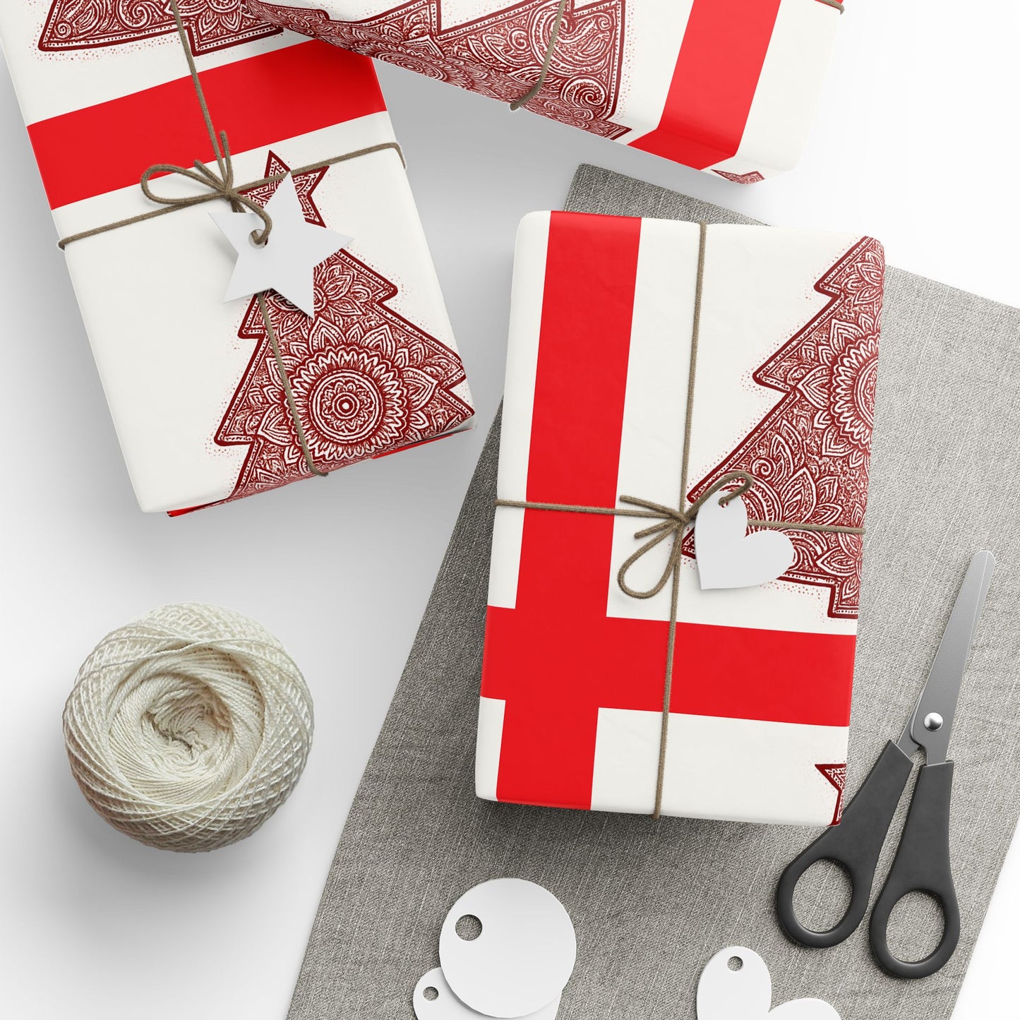Christmas Tree Wrapping Paper - Red Square Holiday Gift Wrap