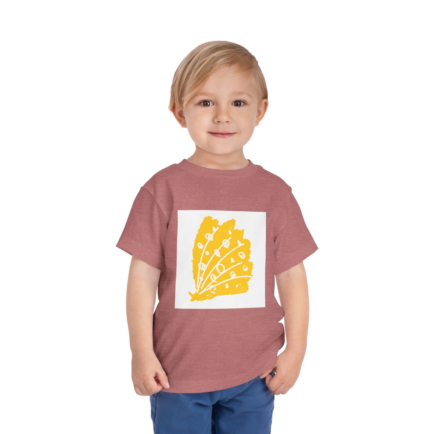 Sunny Leaf Toddler Tee, Cute Kid's Shirt, Summer Outfit, Nature Inspired Tee, Gift for Toddlers, Playtime Clothing, Eco-Friendly Tee