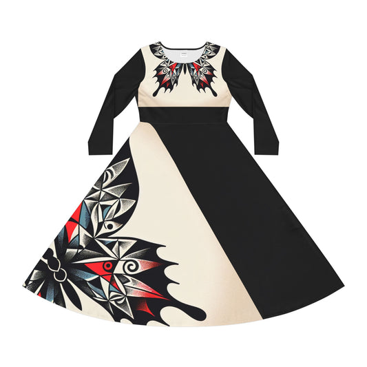 Elegant Women's Long Sleeve Dance Dress with Artistic Butterfly Design, Shabby Chic Dress, Vintage Style Outfit, Perfect for Dancers, [...]
