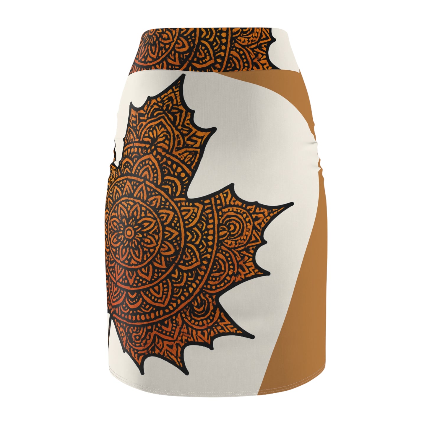 Bohemian Leaf Print Pencil Skirt, Autumn Fashion, Everyday Wear, Casual Chic, Holiday Outfit, Stylish Workwear