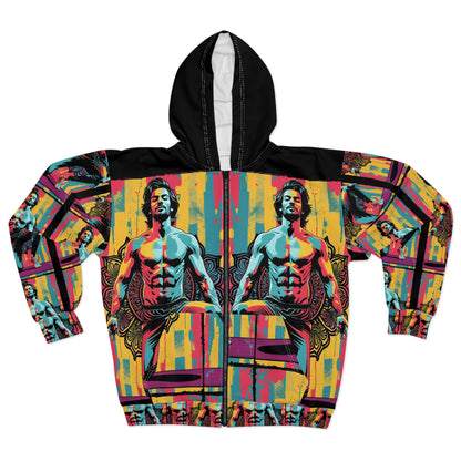 Vibrant Artistic Unisex Zip Hoodie, Colorful Zip Up, Comfortable Wear, Gift for Art Lovers, Casual Streetwear, Unique Fashion Statement
