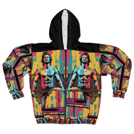 Vibrant Artistic Unisex Zip Hoodie, Colorful Zip Up, Comfortable Wear, Gift for Art Lovers, Casual Streetwear, Unique Fashion Statement