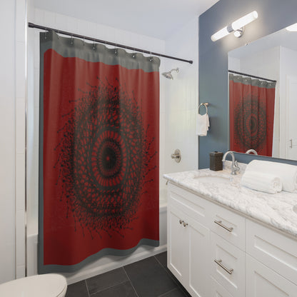 Abstract Dark Red Shower Curtain | Modern Bathroom Decor | Unique Geometric Design