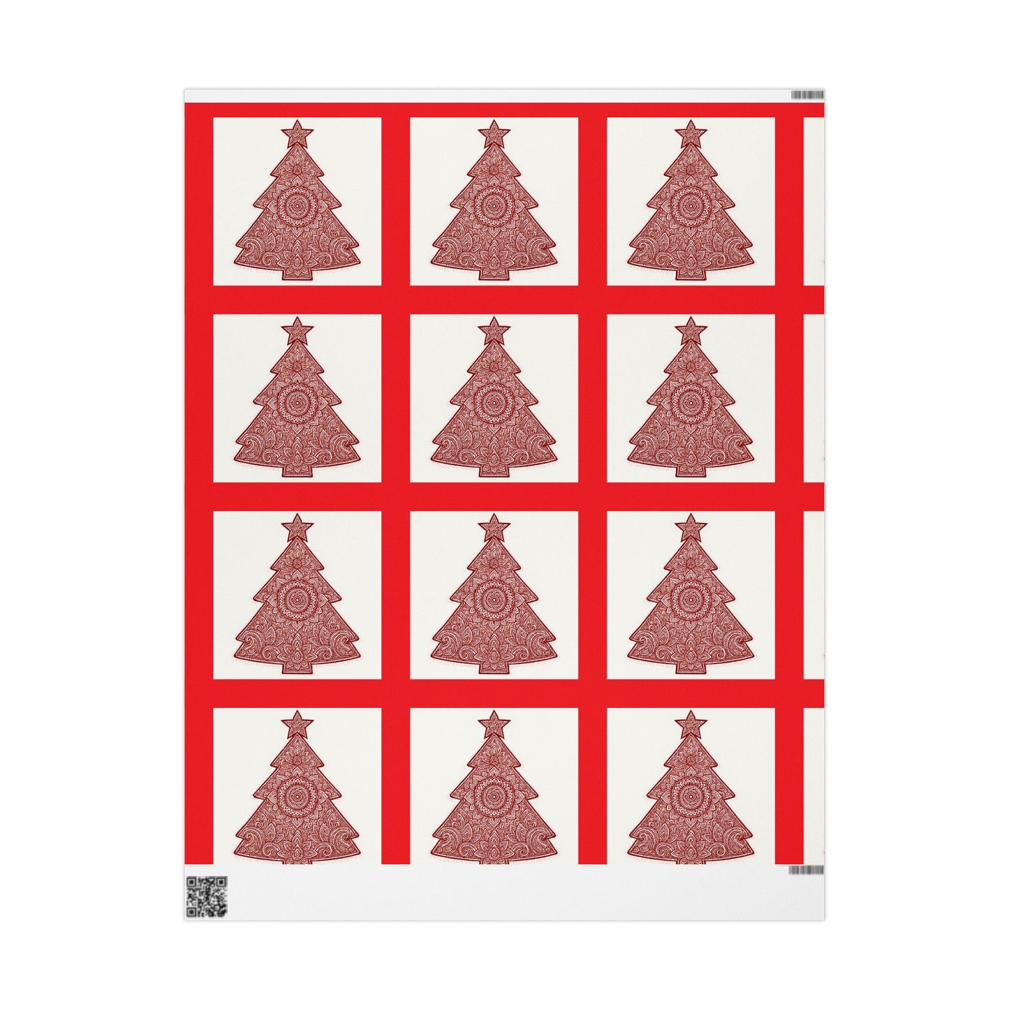 Christmas Tree Wrapping Paper - Red Square Holiday Gift Wrap