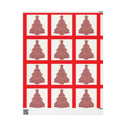 Christmas Tree Wrapping Paper - Red Square Holiday Gift Wrap