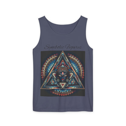 Symbolic Figures Unisex Tank Top - Bohemian Style Shirt, Sun & Moon Graphic Tee, Festival Wear, Meditation Apparel