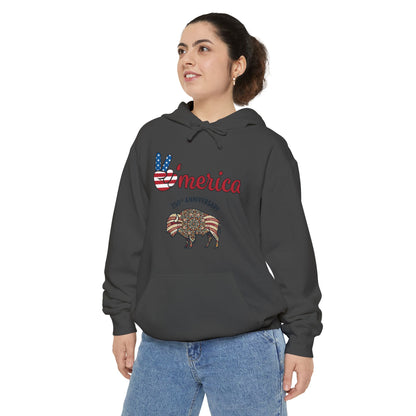 'Merica Peace Sign Hoodie — 250th Anniversary American Flag Bison