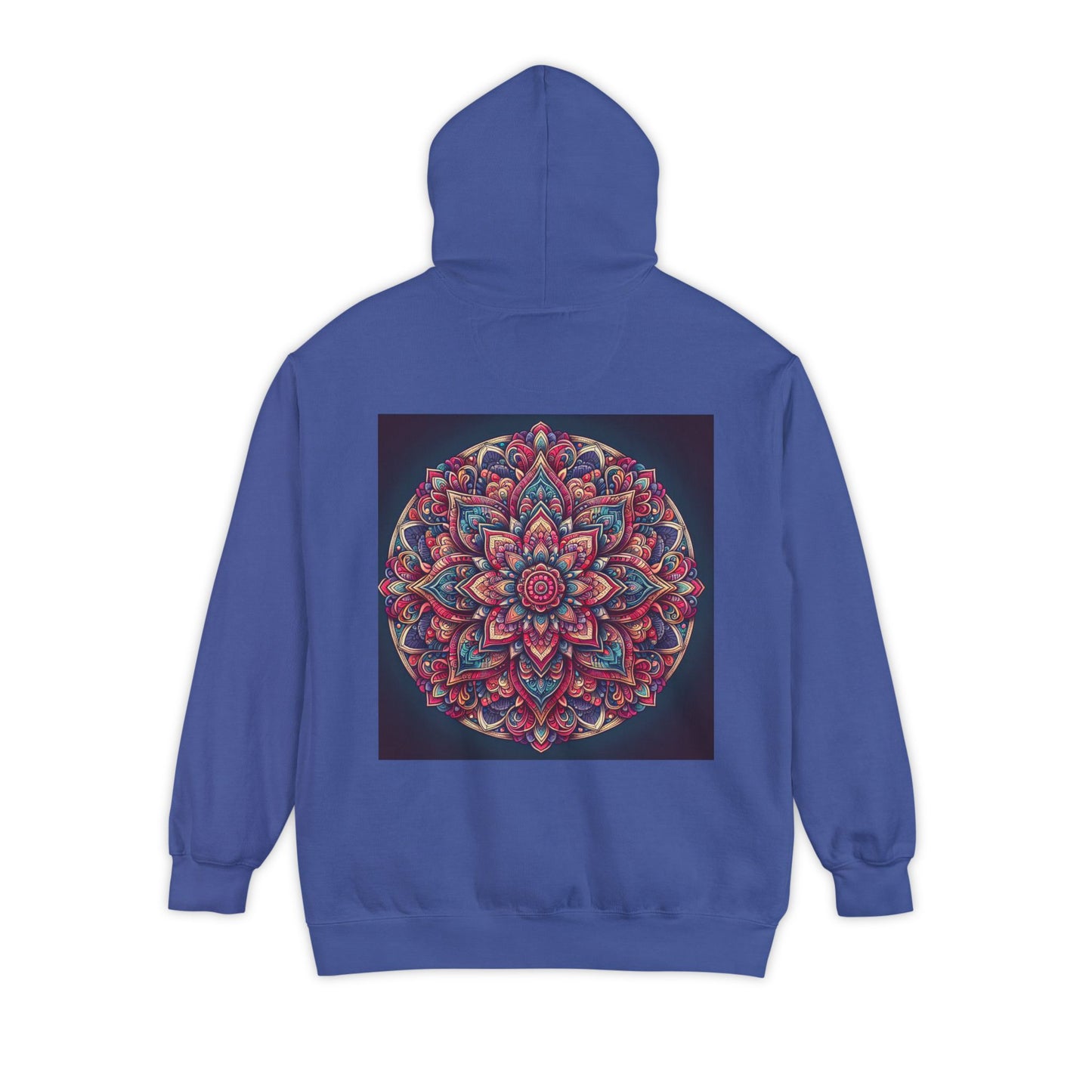 Garment-Dyed Mandala Hoodie - Cozy Floral Art Sweatshirt