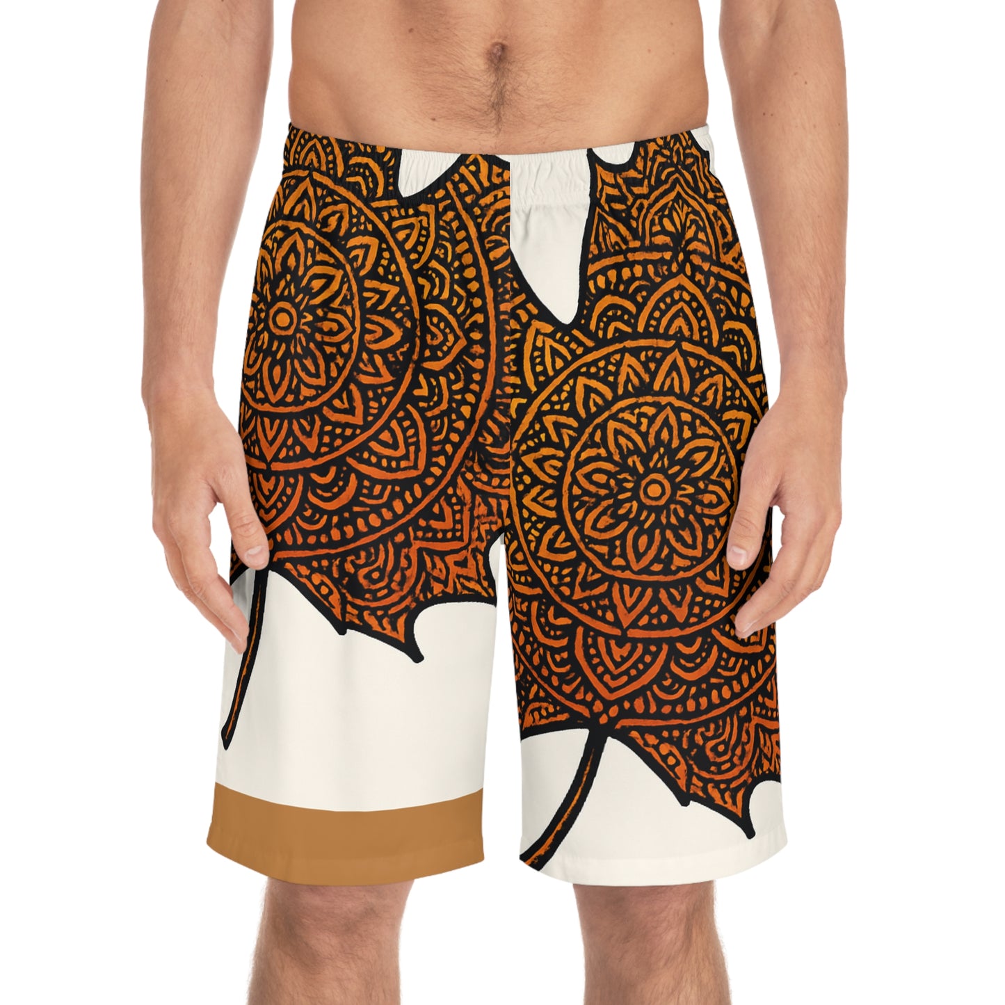 Men's Board Shorts with Fall Mandala Design