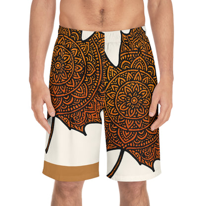 Men's Board Shorts with Fall Mandala Design