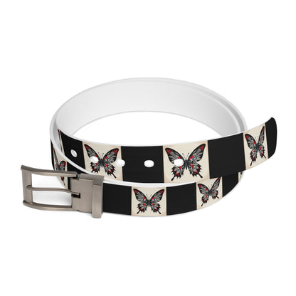 Butterfly Print Belt, Stylish Fashion Accessory, Vegan Leather Adjustable Belt for Women, Unique Gift for Her, Boho Chic Style
